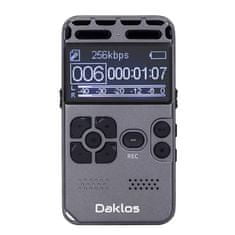 Daklos DRAGON 8 GB Profesionální diktafon a MP3 přehrávač, hlasový záznamník, nahrávání hlasu, zvuku a telefonních hovorů