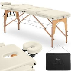 shumee Dřevěný přenosný skládací masážní stolek na postel Marseille Beige do 227 kg béžový