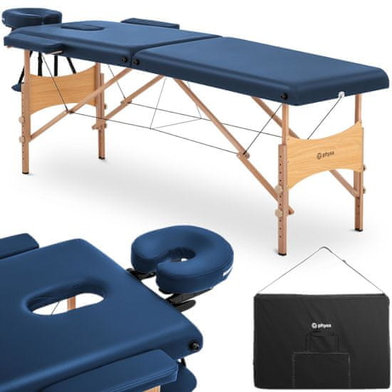 shumee Stolní masážní lůžko dřevěné přenosné skládací Toulouse Blue do 227 kg modré