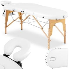 shumee Přenosný skládací masážní stůl s dřevěným rámem Colmar White do 227 kg bílý