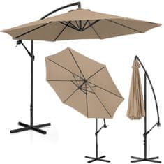 shumee Zahradní deštník na paži, kulatý sklopný, pr. 300 cm šedohnědá