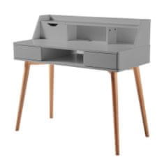 Teamson Stylový psací stůl Versanora Creativo s nohou z masivního dřeva, světle šedá barva