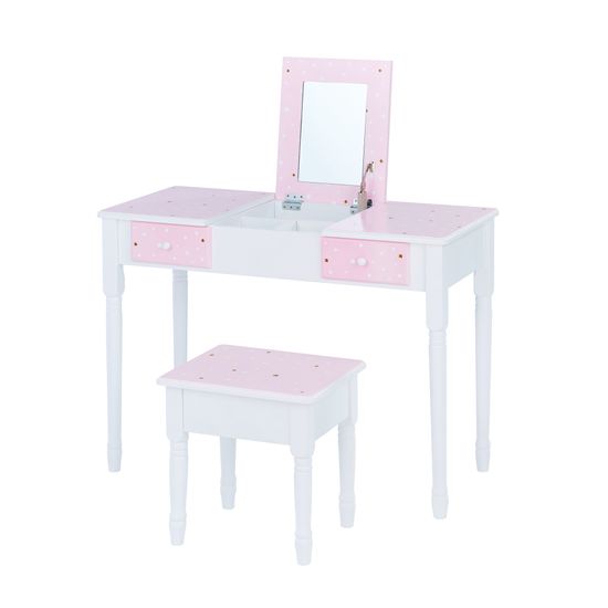 Teamson Fantasy Fields - Fashion Twinkle Star Prints Kate Play Vanity s úložným prostorem - růžová / bílá