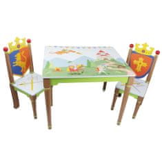 Teamson Fantasy Fields Dětský Dřevěný Stůl A Židle Pro Děti Rytíři A Draci Td-11837A