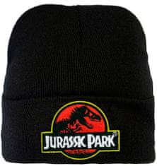 CurePink Dětská zimní čepice Jurassic Park|Jurský park: Logo (univerzální) černá