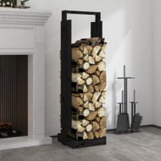 Vidaxl Stojan na dřevo Černá 33,5 x 30 x 110 cm masivní borovice