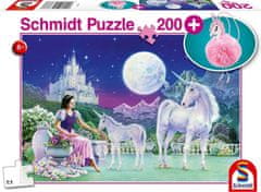 Schmidt  Puzzle Jednorožci 200 dílků + dárek (plyšový přívěsek)