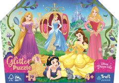Trefl Třpytivé Glitter puzzle v kufříku Disney: Šťastné princezny 70 dílků
