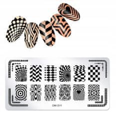 TOJATO Razítkovací deska, vzory na nehty, nail art, Šachovnice, OM-D11