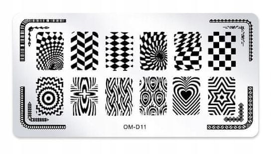 TOJATO Razítkovací deska, vzory na nehty, nail art, Šachovnice, OM-D11