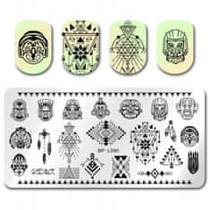 TOJATO Razítkovací deska, vzory na nehty, nail art, Indiánské, Aztécké Symboly, Born Pretty - L090