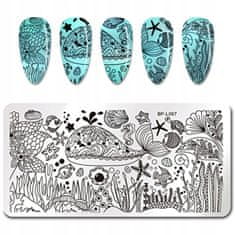 TOJATO Razítkovací deska, vzory na nehty, nail art, Voda, moře, oceán, Born Pretty - L097