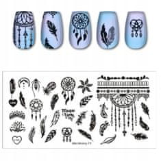 TOJATO Razítkovací deska, vzory na nehty, nail art, Lapač snů, pírko, MaiSheng-73