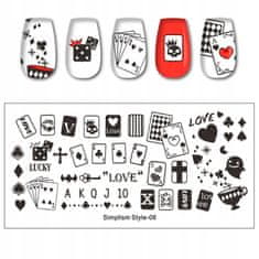 TOJATO Razítkovací deska, vzory na nehty, nail art, Hrací karty, SimplismStyle-08