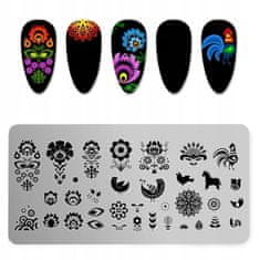 TOJATO Razítkovací deska, vzory na nehty, nail art, Lidové, folklórní, Folk-001
