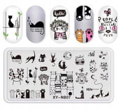 TOJATO Razítkovací deska, vzory na nehty, nail art, Kočka, XY-NB07