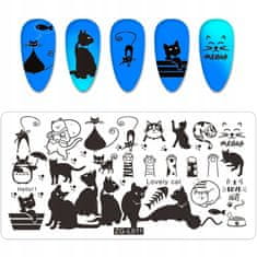 TOJATO Razítkovací deska, vzory na nehty, nail art, Kočky, ZG-L011