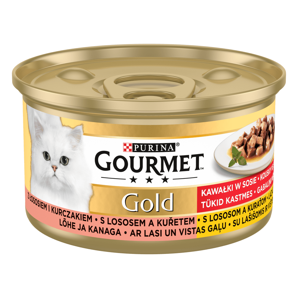 Levně Gourmet GOLD losos a kuře ve šťávě 12x85 g
