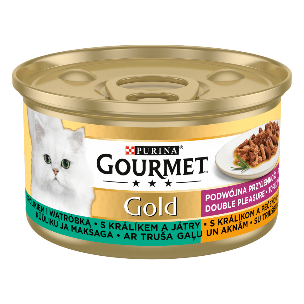 Levně Gourmet GOLD králík a játra, dušené a grilované kousky 12x85 g