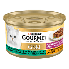 Gourmet GOLD králík a játra, dušené a grilované kousky 12x85 g