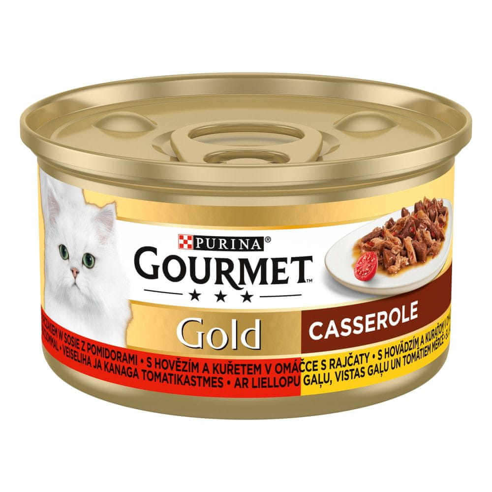 Levně Gourmet GOLD hovězí a kuře v omáčce 12x85 g