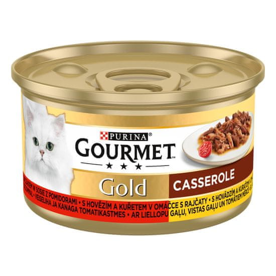 Gourmet GOLD hovězí a kuře v omáčce 12x85 g