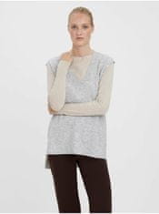 Vero Moda Světle šedá žíhaná svetrová vesta s příměsí vlny VERO MODA Plaza XS