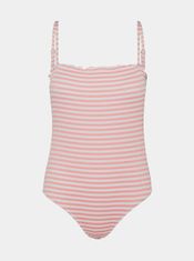 Vero Moda Bílo-růžové pruhované jednodílné plavky VERO MODA Emily S