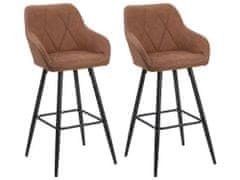 Beliani Sada dvou hnědozlatých barových židlí DARIEN