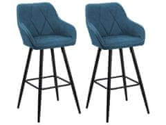 Beliani Sada dvou modrých barových židlí DARIEN