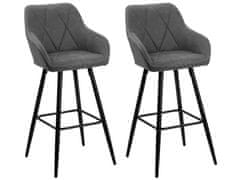 Beliani Sada dvou šedých barových židlí DARIEN