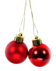BOBIMARKET vánoční koule červená 3 cm, vánoční ozdoba sada 24ks