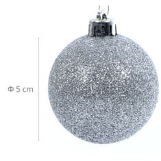 BOBIMARKET vánoční koule stříbro 5 cm, vánoční ozdoba sada 12ks