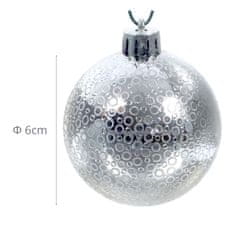 BOBIMARKET vánoční koule stříbro 6 cm, vánoční ozdoba sada 6ks
