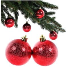 BOBIMARKET vánoční koule červená 6 cm, vánoční ozdoba sada 6ks