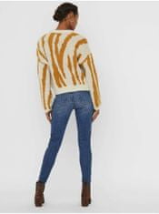 Vero Moda Béžový dámský vzorovaný cropped svetr VERO MODA Zelma XL