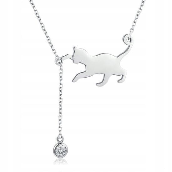 FRAISE Stříbrný náhrdelník Kotě s kuličkou S925