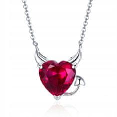 FRAISE Stříbrný náhrdelník Devil s růžovým srdcem S925