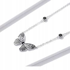 FRAISE Stříbrný motýlkový náhrdelník s černými zirkony S925