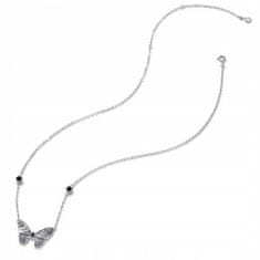 FRAISE Stříbrný motýlkový náhrdelník s černými zirkony S925
