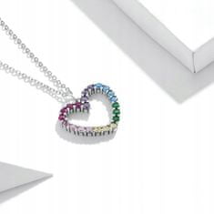 FRAISE Stříbrný náhrdelník srdce s barevnými zirkony S925