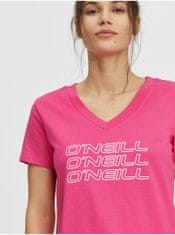 O'Neill Růžové dámské tričko O'Neill Triple Stack V-Neck S