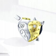 FRAISE Stříbrný přívěsek (charms) na náramek Srdce s kubickou zirkony Anděl a čert S925