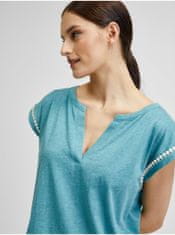 Brakeburn Modré dámské tričko s ozdobnými detaily Brakeburn L