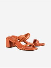 Högl Oranžové dámské kožené pantofle na podpatku Högl Grace 37