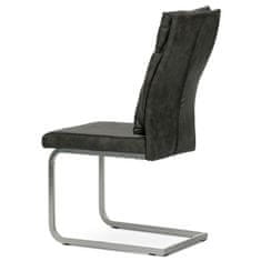 Autronic Jídelní židle, šedá látka v dekoru vintage kůže, kovová podnož, broušený nikl DCH-459 GREY3