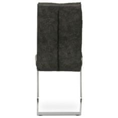 Autronic Jídelní židle, šedá látka v dekoru vintage kůže, kovová podnož, broušený nikl DCH-459 GREY3