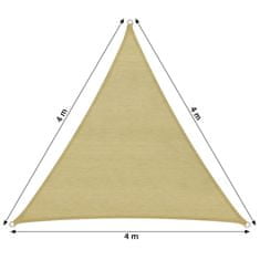 tectake Stínící plachta proti slunci trojúhelník, béžová - 400 x 400 x 400 cm