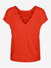 Vero Moda Oranžové žíhané tričko s výstřihem na zádech VERO MODA Ulja June XS