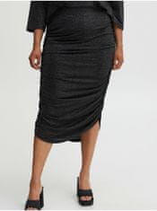 Fransa Černá dámská pouzdrová sukně s metalickými vlákny Fransa 50